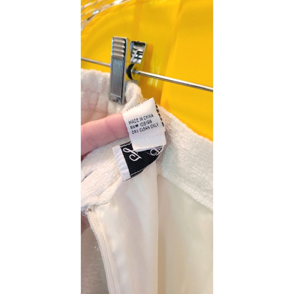 Cream Skirt Suit with Black Contrast Trim - Feminine Ruffle Hem - Picture 14 of 15